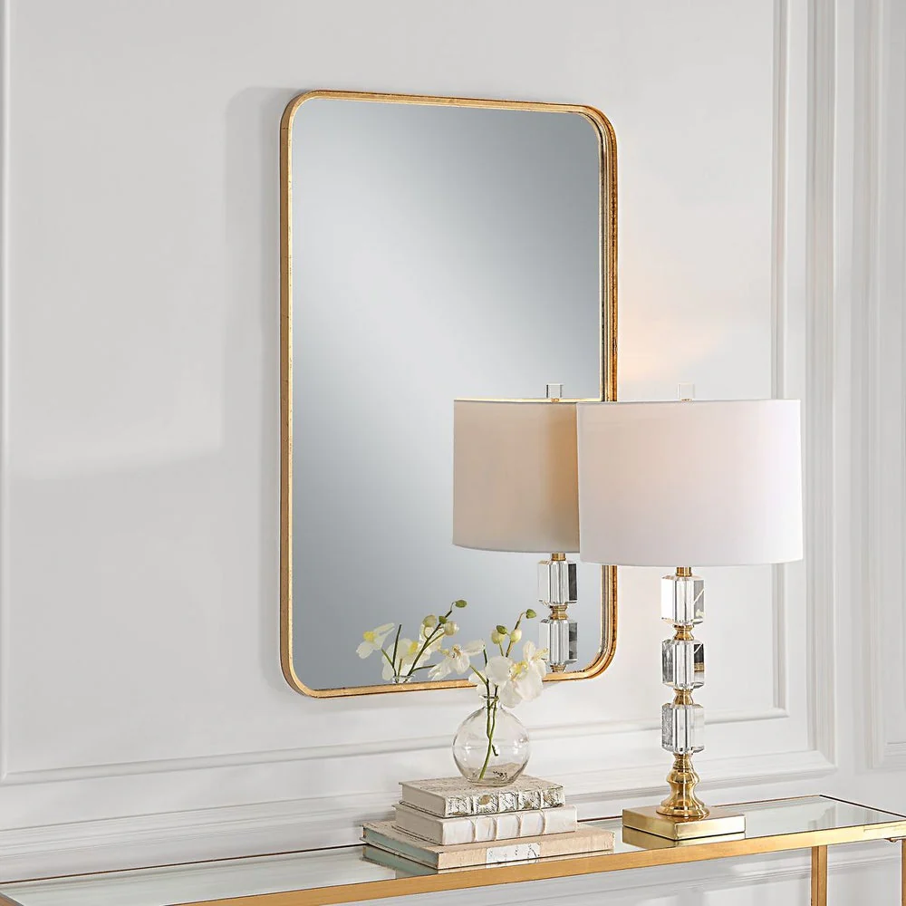 Casa Bella Living Rounded Corners Finished With Gold Leaf Mirror - Image 3