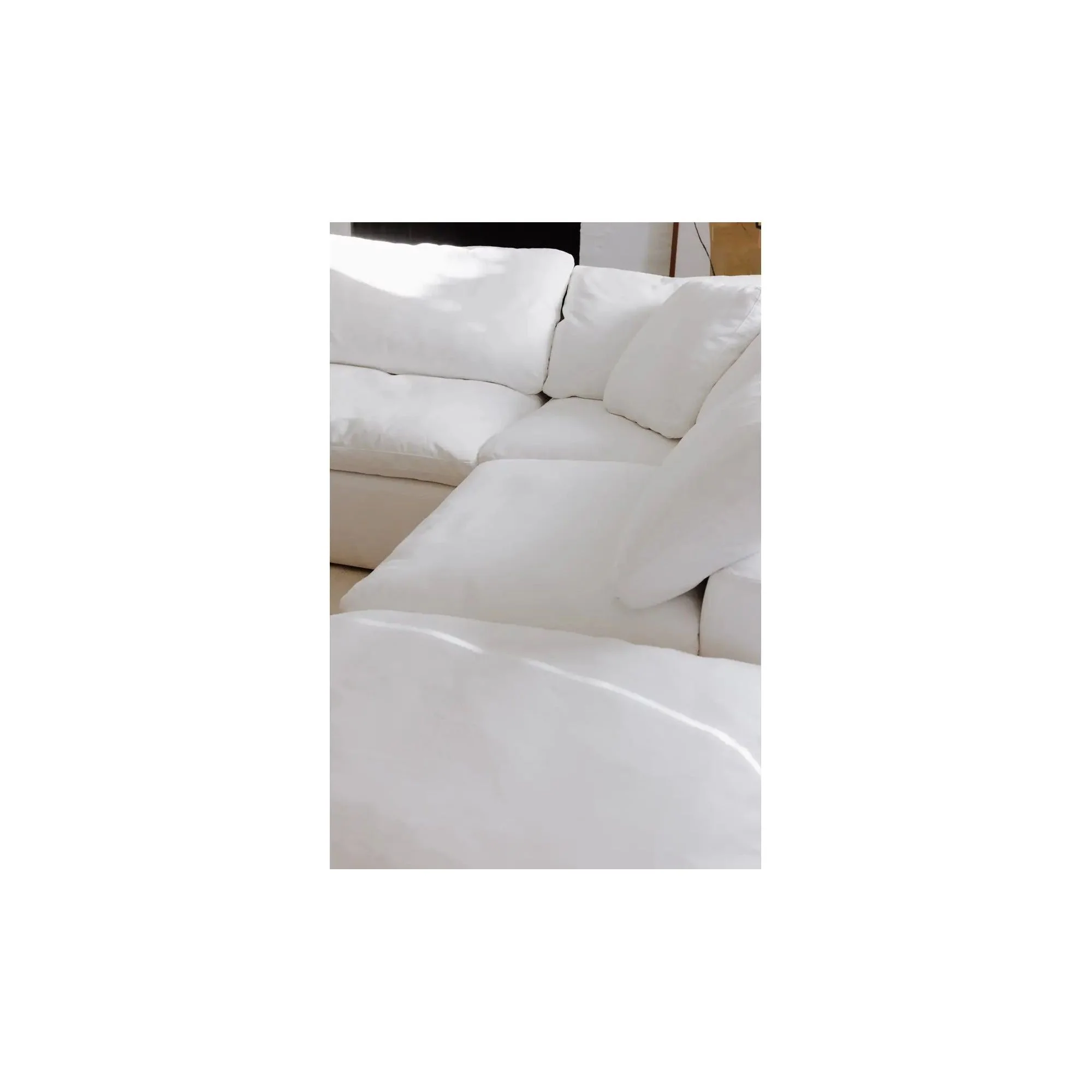 Moe’s Home Collection Clay Cream White Performance Fabric Ottoman - Image 4