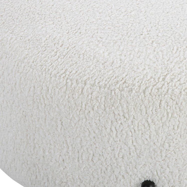 Uttermost Arles White Faux Shearling Large Round Ottoman - Image 5