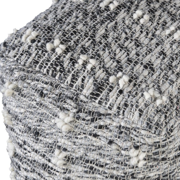 Uttermost Narol Charcoal & Black Textured Wool Pouf Ottoman - Image 4