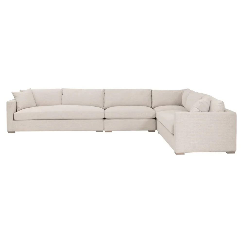 Essentials For Living Newport Outdoor Modular 2- Seat Right Track Arm Sofa ~ LiveSmart Shapiro-Sand With Desert Accoya Legs - Image 6