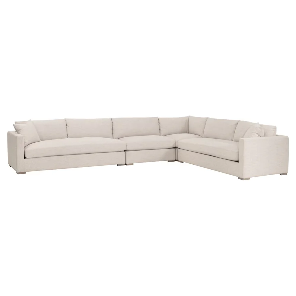 Essentials For Living Newport Outdoor Modular Corner Chair ~ LiveSmart Shapiro-Sand With Desert Accoya Legs - Image 5
