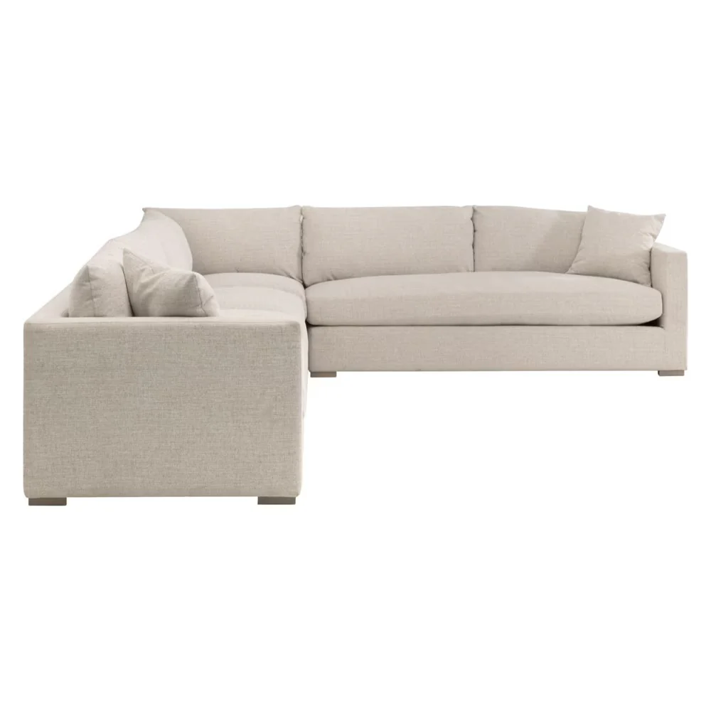 Essentials For Living Newport Outdoor Modular Corner Chair ~ LiveSmart Shapiro-Sand With Desert Accoya Legs - Image 6