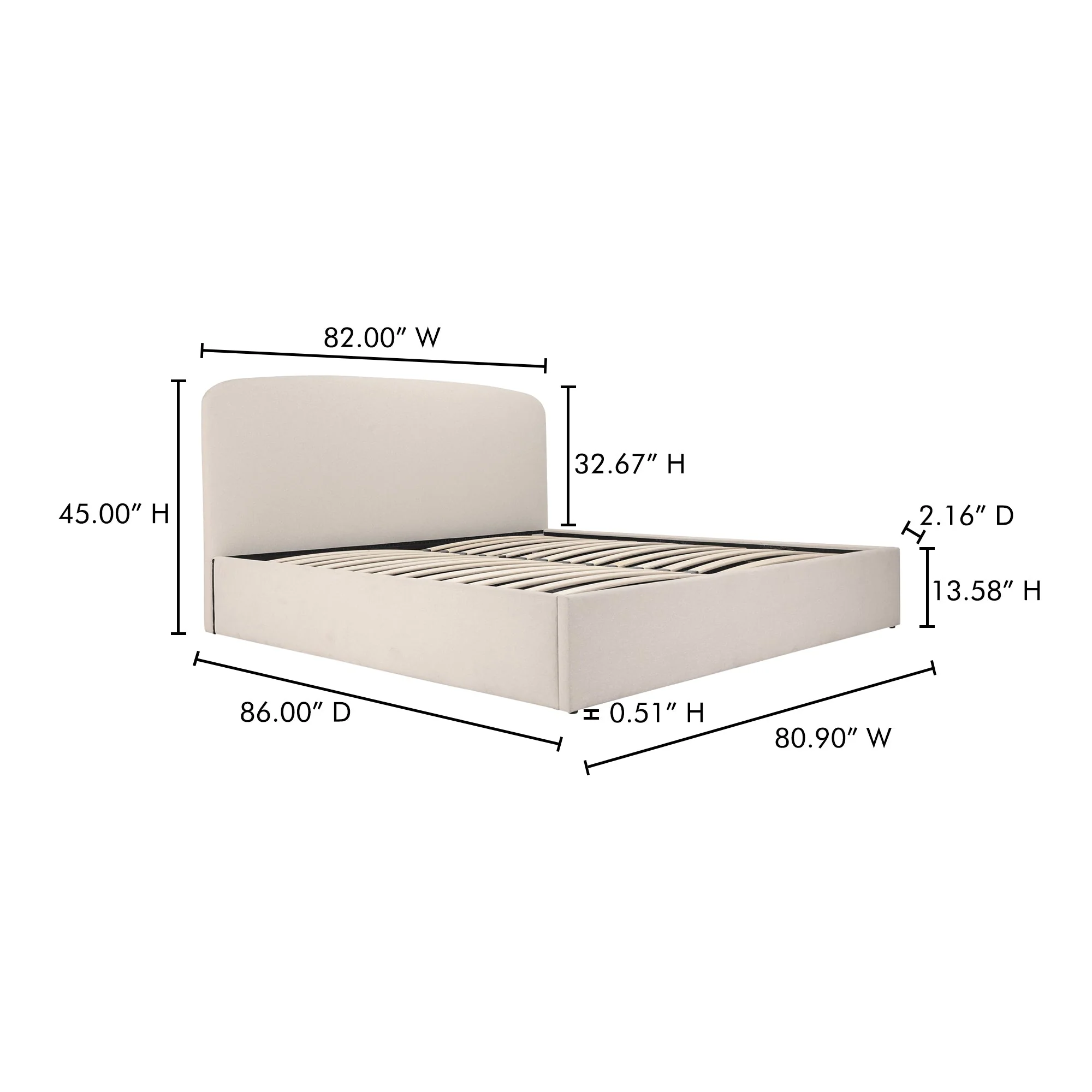 Moe's Home Collection Cream Joan King Bed With Storage - Image 16