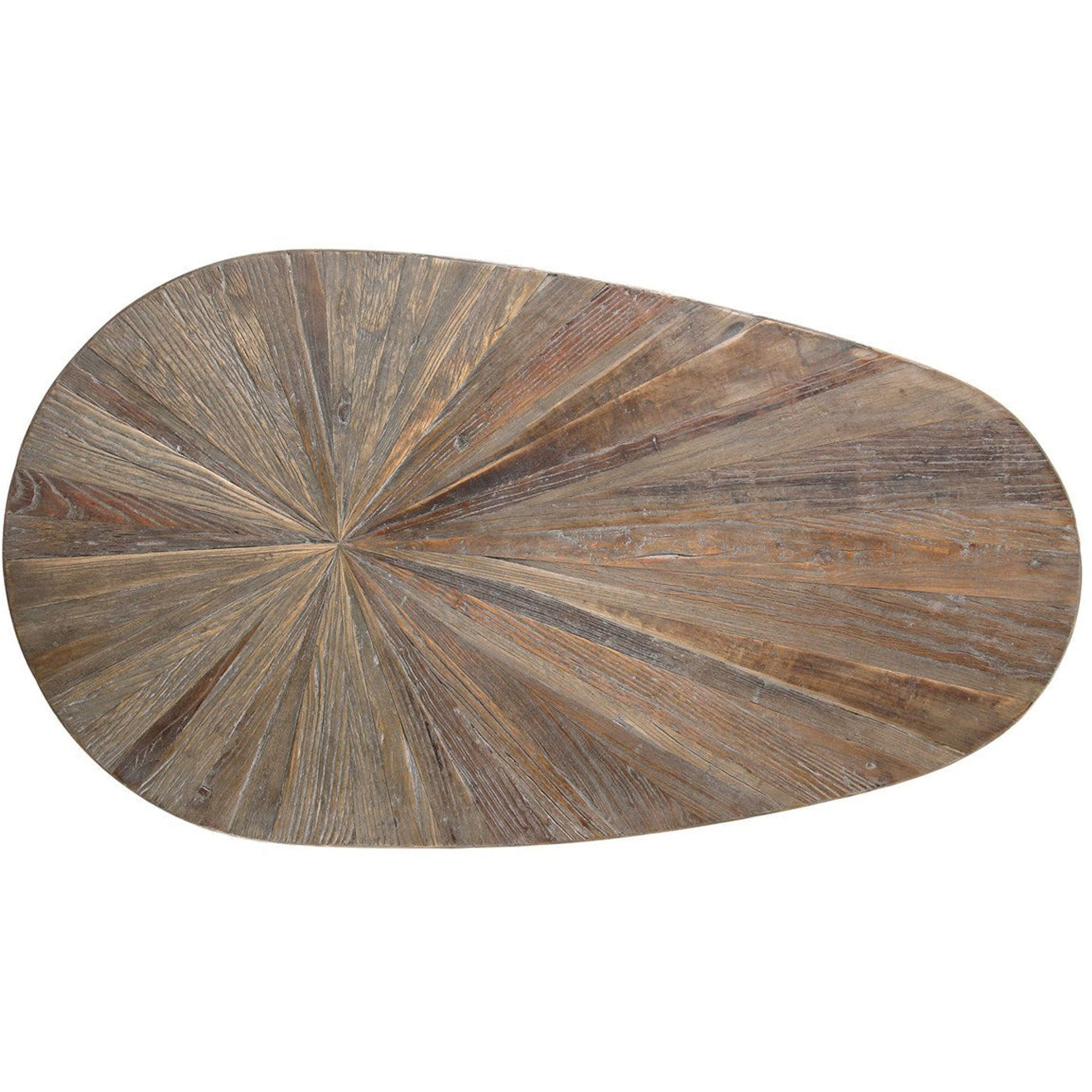 Uttermost Leveni Reclaimed Weathered Gray Wash Wood and Black Iron Rustic Modern Coffee Table - Image 5
