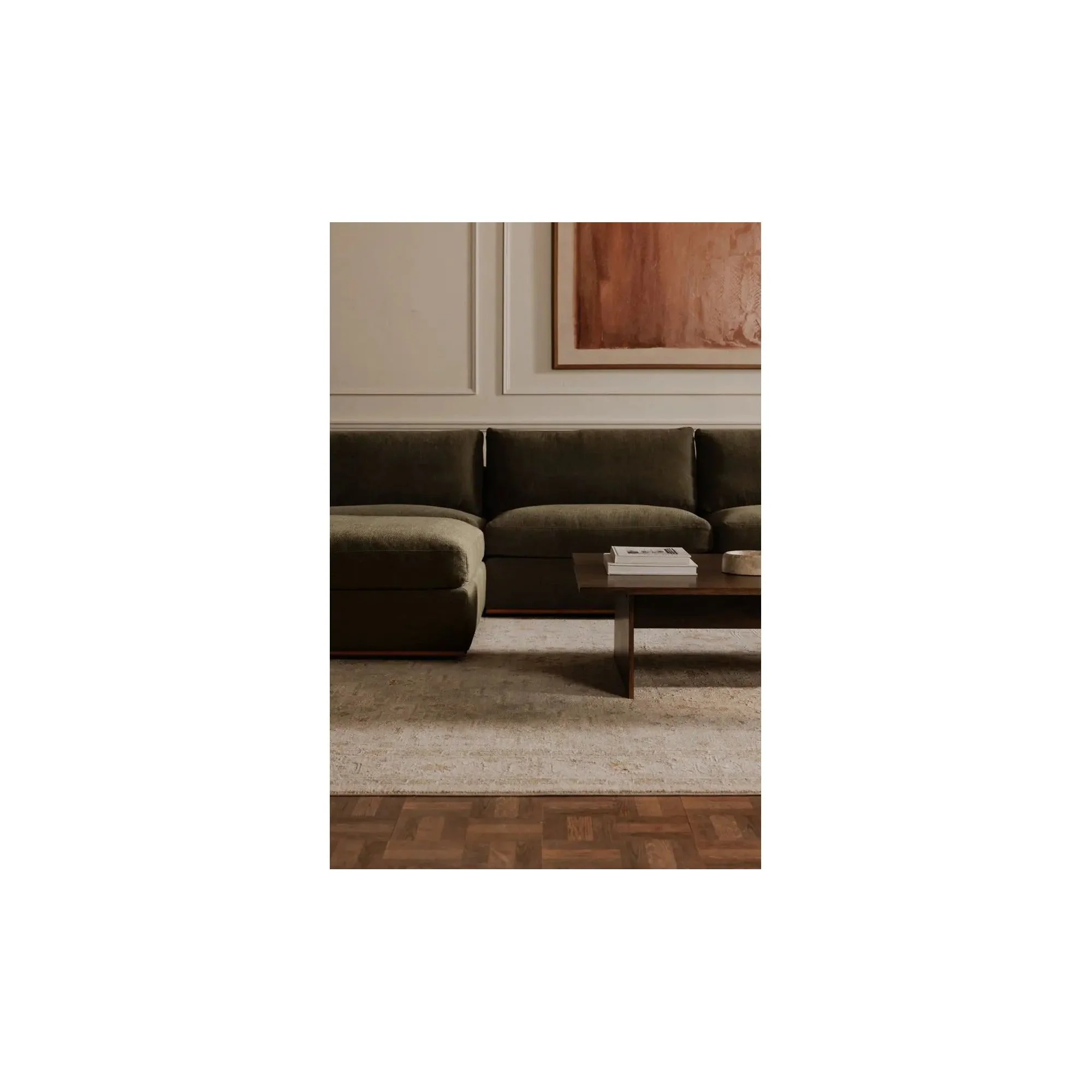 Moe’s Home Collection Rue Deep Green Ottoman - Image 4
