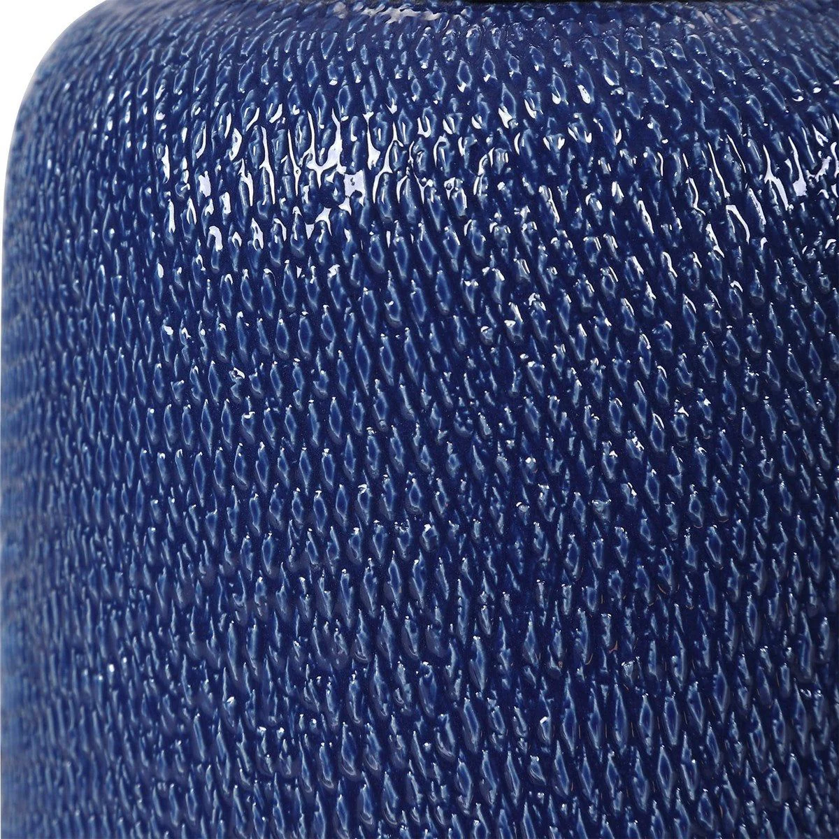 Casa Bella Living Off White Linen Drum Shade with Cobalt Blue Textured Ceramic Base Table Lamp - Image 6